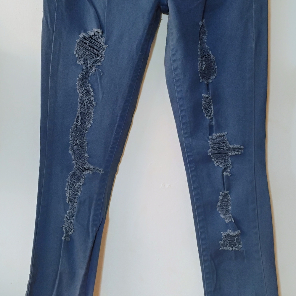 Blue Asphalt Skinny Blue Jeans with Distressed Details